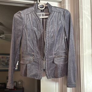 Stylish Gray Velvet WHBM  Women's Jacket Sz 0